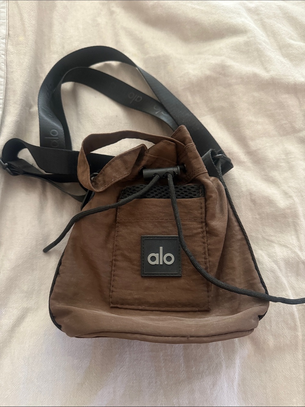 Alo Brown Drawstring Crossbody Bag